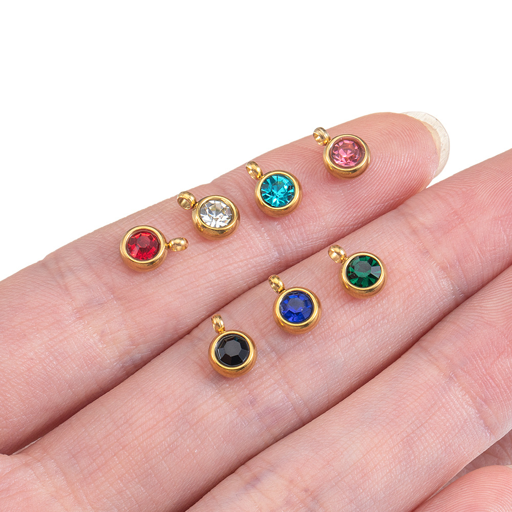 Diameter 6 mm Jewelry Making Size 20 PCS/Package Diameter 6 Mm Plastic Resin Zircon Geometric Pendant