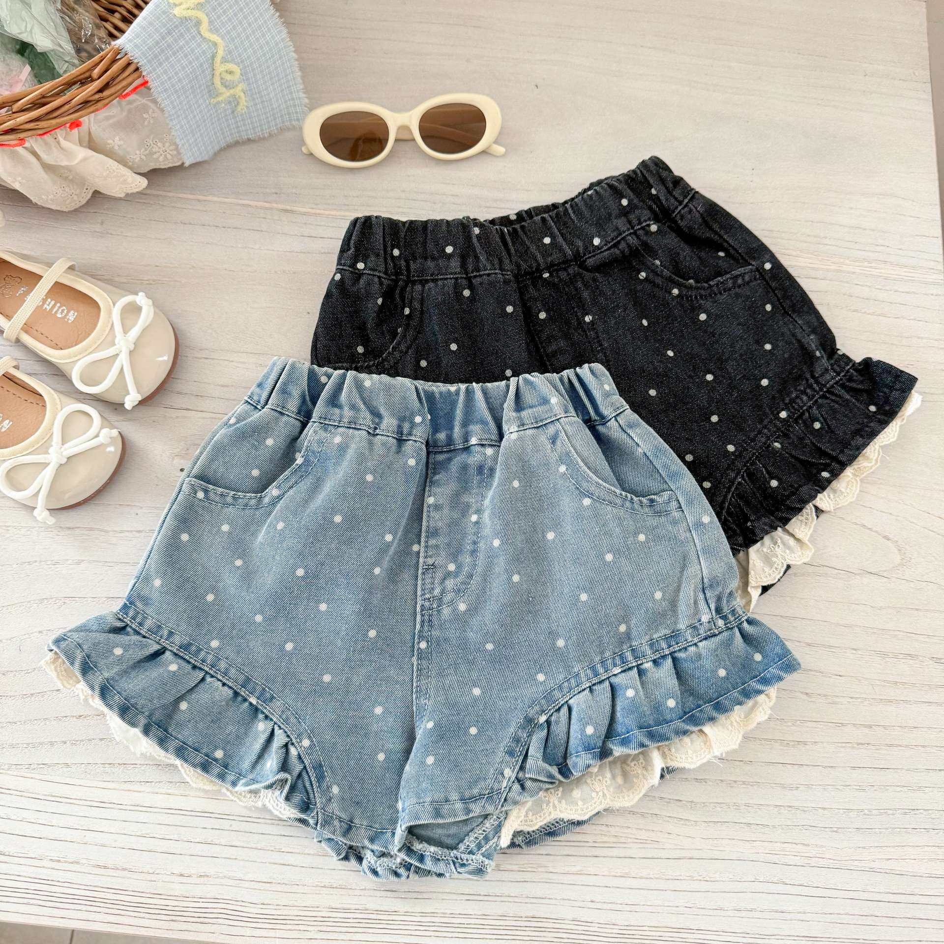 Pantalones cortos de mezclilla de siete niñas de limón salado pantalones cortos de verano delgados para mujer jeans para niños pantalones cortos de estilo occidental para bebés