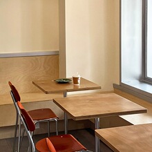 原木风咖啡厅海洋板桌椅组合奶茶甜品店商用实木餐桌简约小方桌子