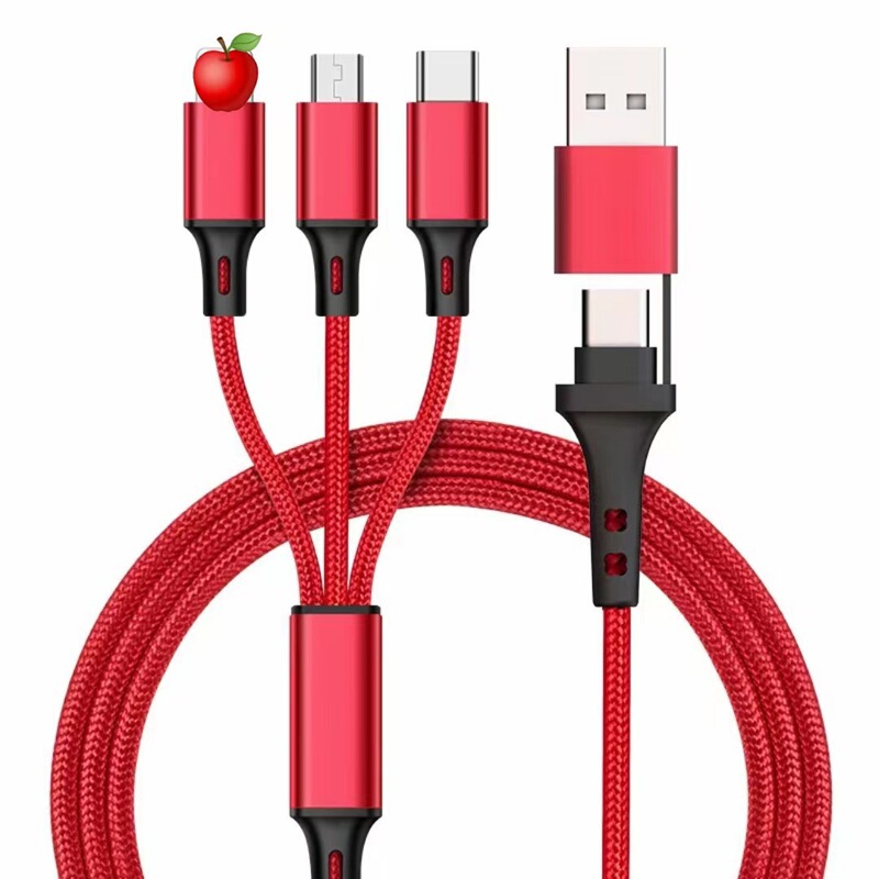 Pd to USB Multifunctional Data Cable Suitable for Apple Type-C and Android Phones, Two-To-Three Car Charging Cable