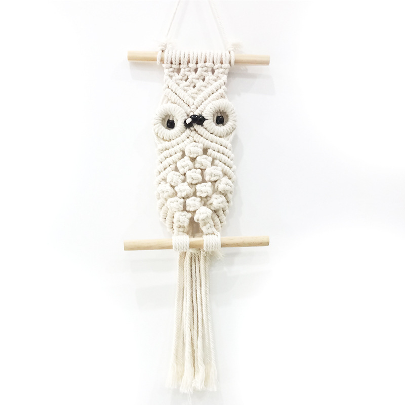 居家装饰猫头鹰挂件挂毯DIY壁挂毯艺术装饰编织波西米亚装饰壁挂