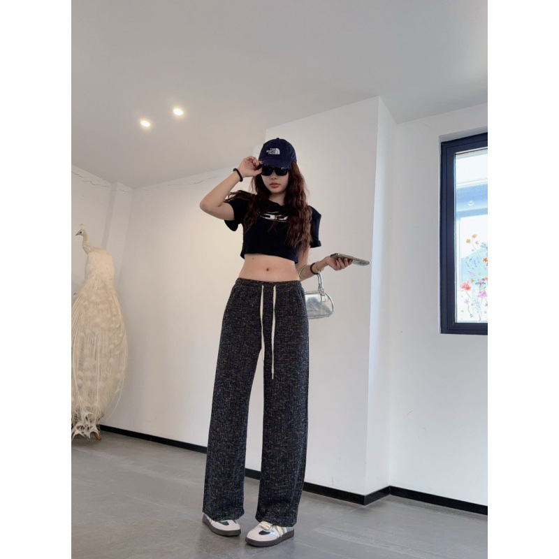 节节高女裤2025秋季新款高腰垂感休闲阔腿裤慵懒宽松显瘦直筒裤子|undefined