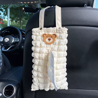 Car tissue box/set Back-mounted Cyber Celebrant Explosive - hanging-off-white-puff-bag-medium-upper-bear-head-style