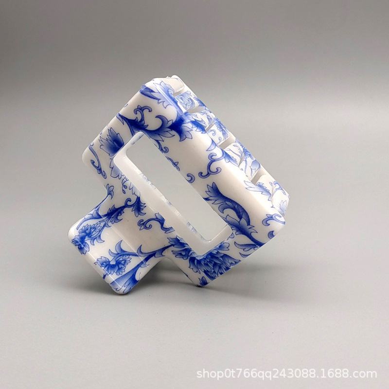 5.5cm 사각 클립 (파란색과 흰색 도자기)