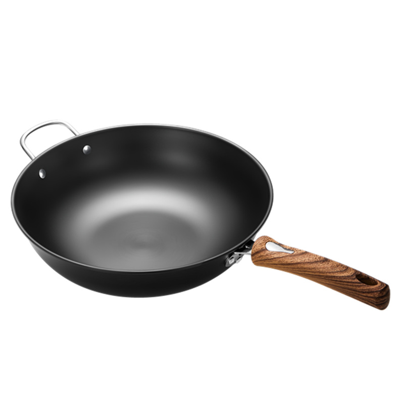 廠家炒鍋批發 健康無塗層鐵鍋精鐵炒菜鍋電磁爐燃氣適用一件代發