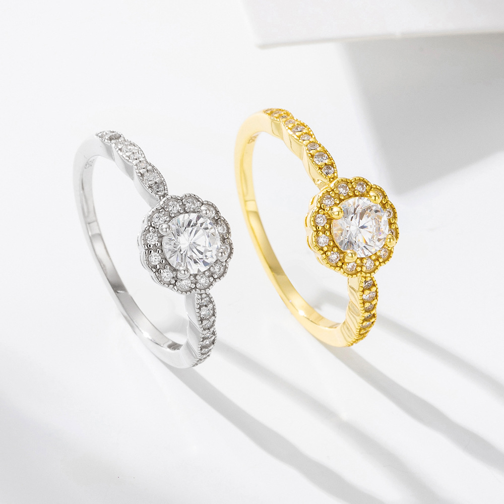 Joyas transfronterizas europeas y americanas s925 anillo de circón con micro incrustaciones de plata esterlina moda femenina temperamento clásico anillo de boda sentido de alta gama