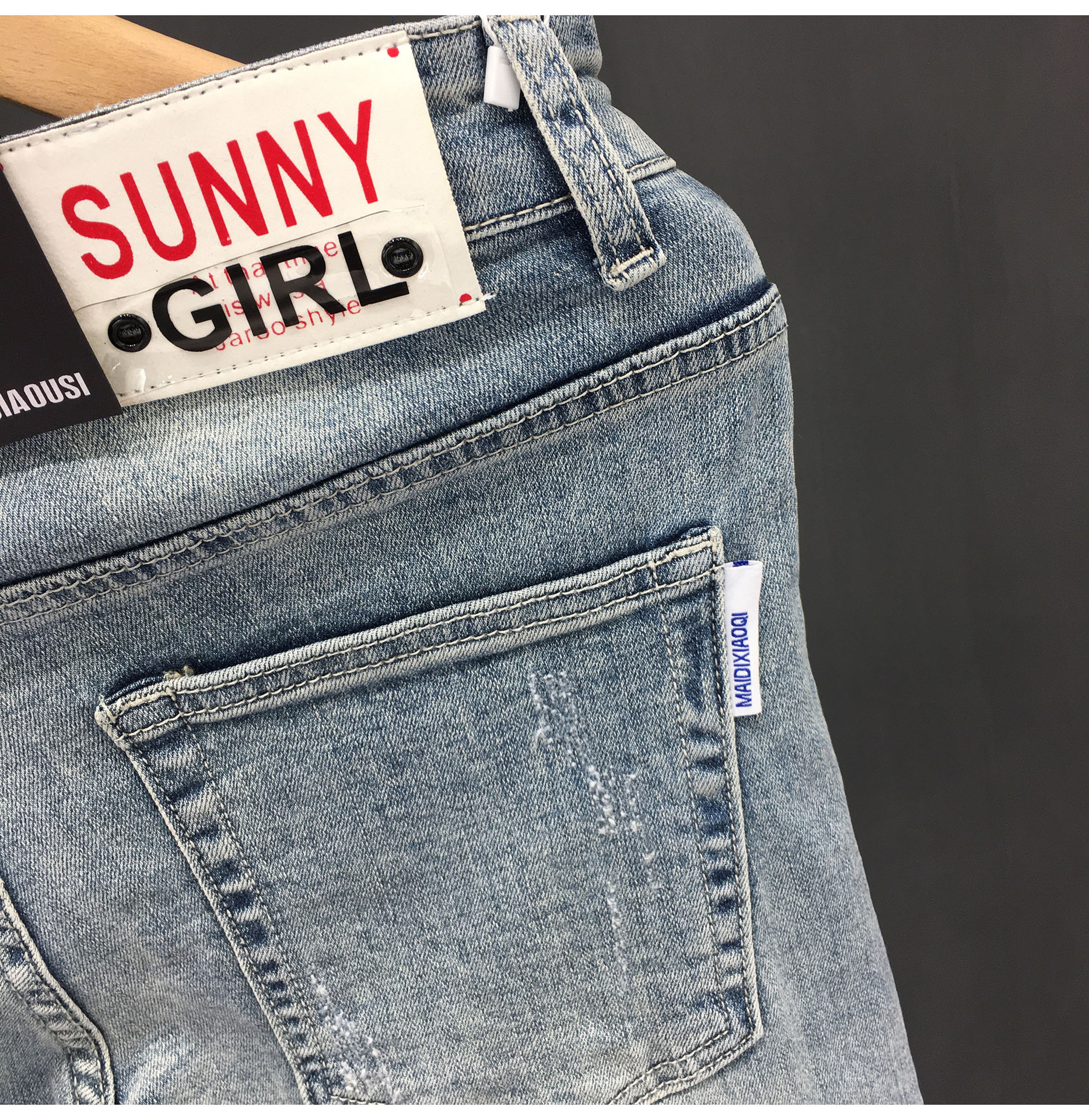 Men's Clothing Summer heavy wash retro distressed ripped jeans men's trendy brand handsome scraped slim fit skinny nine point pants_voghion.com