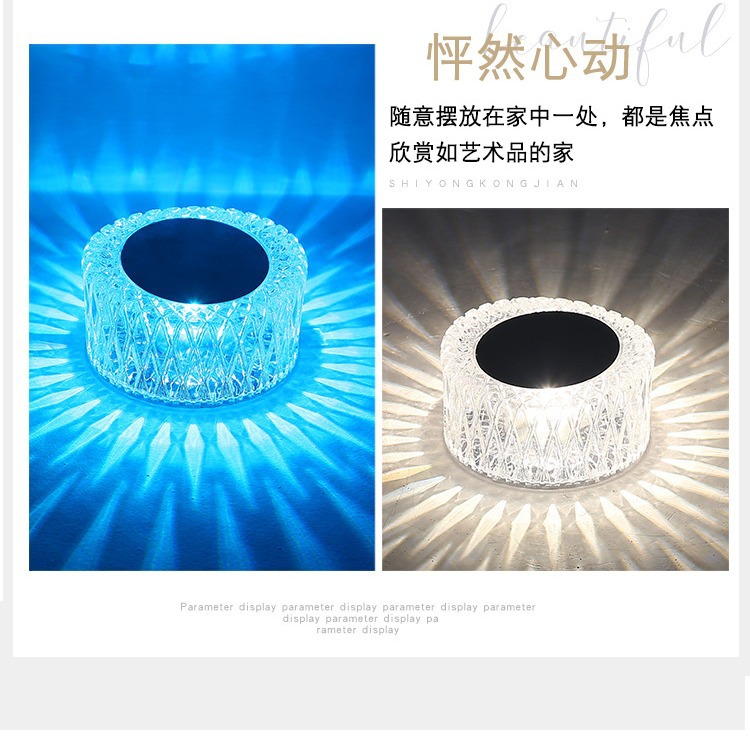 創意網紅鳥巢氛圍燈臥室床頭水晶裝飾檯燈LED充電浪漫小夜燈