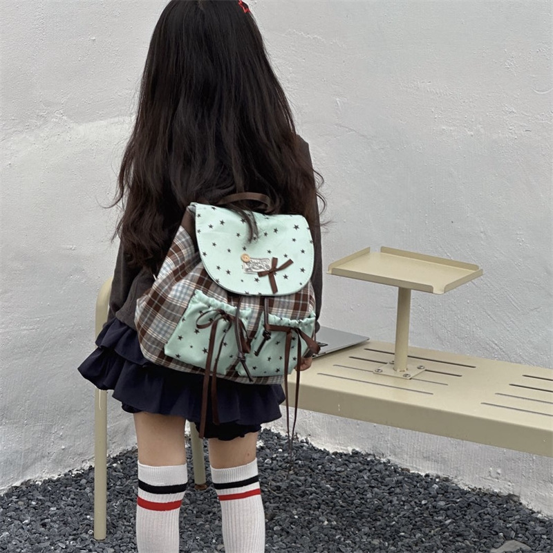 Dolce y lindo arco, mochila verde menta, mochila de moda, bolsas escolares de escuela primaria, moda