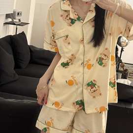纯棉桔子熊可爱宽松舒适休闲家居服套装