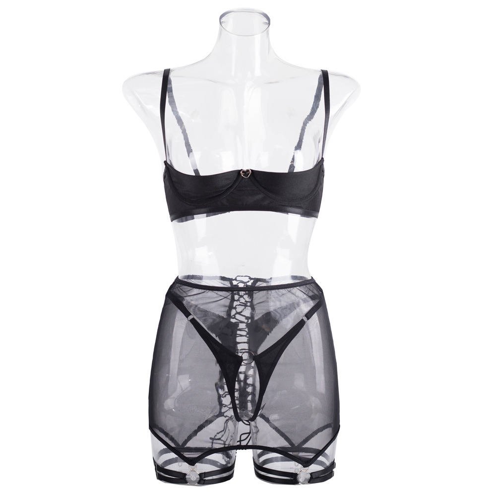 Black Lace Sheer Bodysuit Image 13
