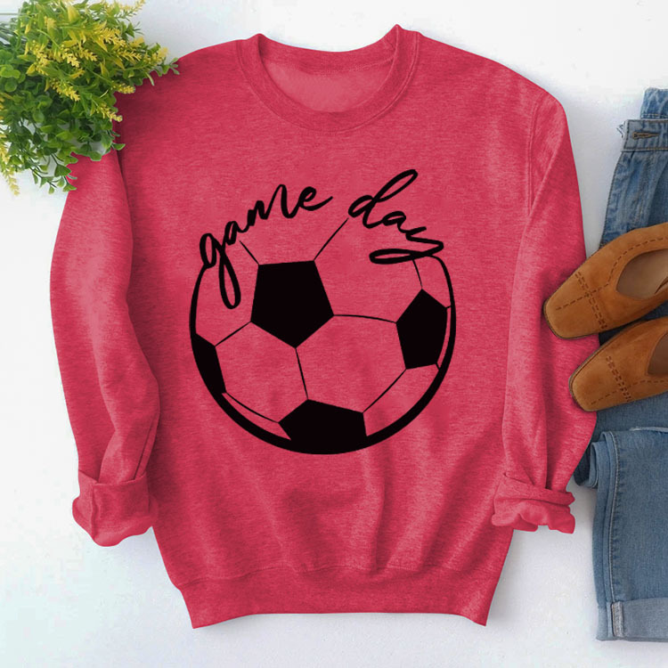 Amazon suéter simple cuello redondo en stock europeo y americano Top manga larga día juego impreso Loose comercio exterior