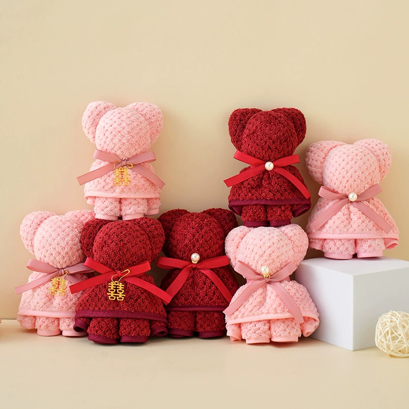 Bear towel 30*40 Wedding Smooth Ceremony Happy Passion Small Grace Lady Return Happy Wedding Wedding Coral Pills
