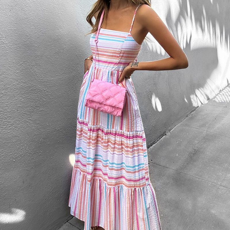 Women's Strap Dress Vacation Strapless Sleeveless Stripe Maxi Long Dress Holiday Daily display picture 1