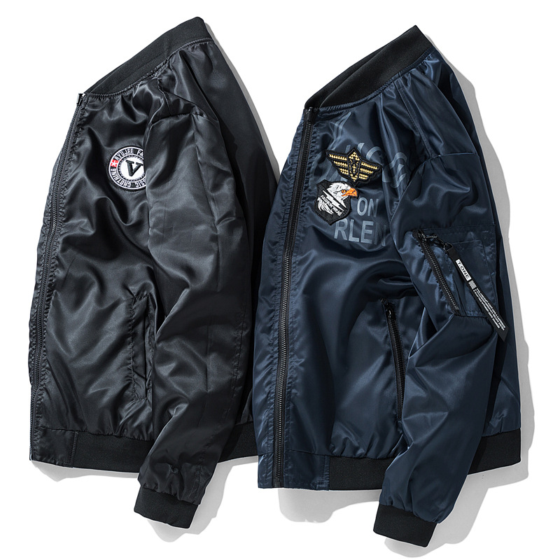 Chaqueta transfronteriza de piloto de estilo americano masculino chaqueta de marca de moda de primavera y otoño masculina doble cara vestir ropa de béisbol para aumentar el peso de la ropa masculina