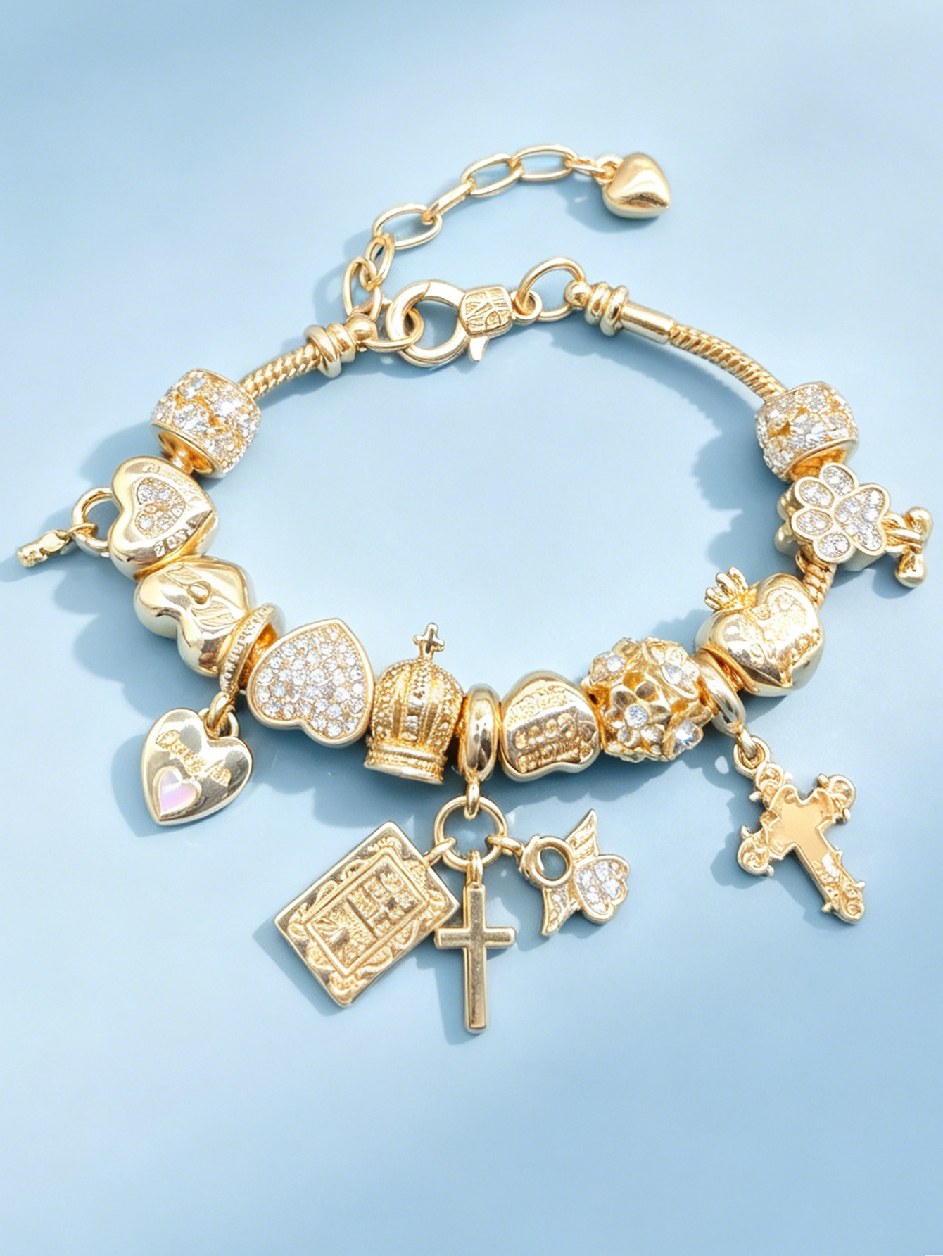 Pulsera Pan, pulsera con cuentas de bricolaje transfronteriza europea y americana, joyería de moda de diamantes de imitación de aleación de cobre de acero inoxidable de elementos múltiples