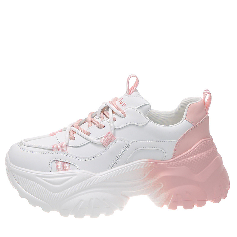 Zapatos super calientes de papá zapatos de mujer primavera 2025 nuevo aumento de suela gruesa deportivo ocio pequeño blanco verano red transpirable