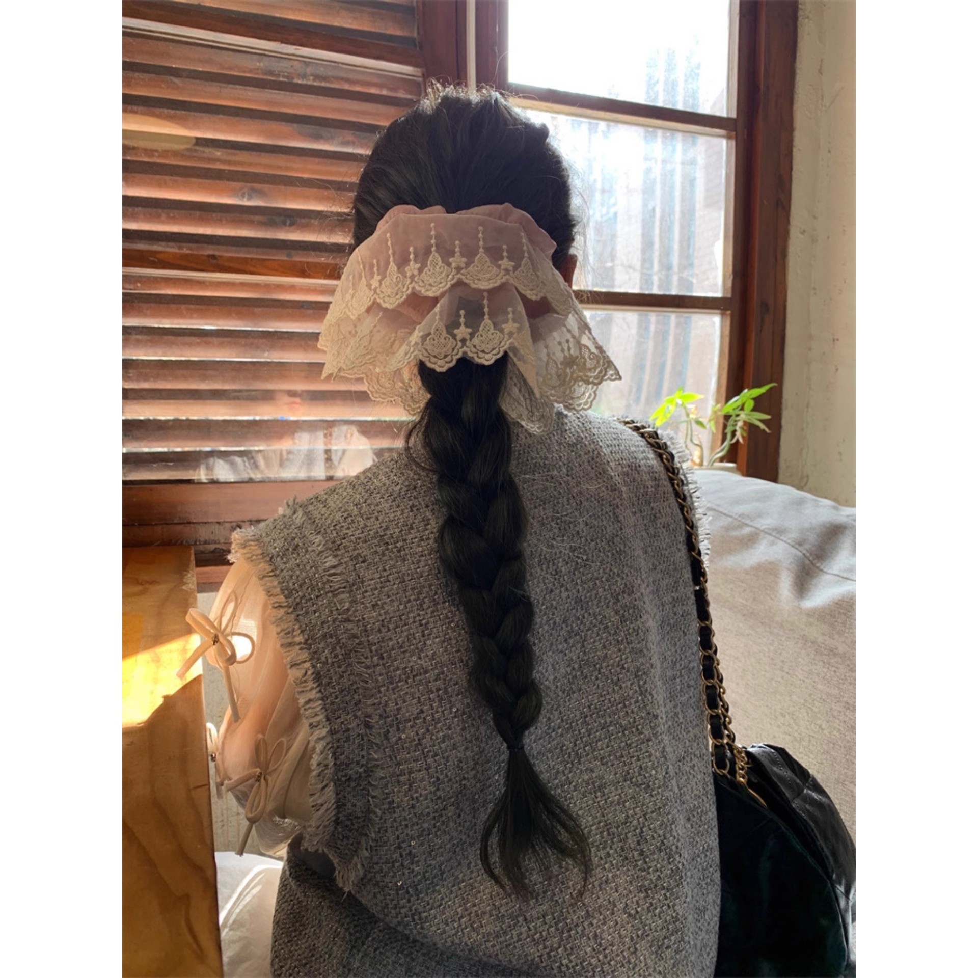 Elastico per capelli con pizzo elegante stile francese accessori_voghion.com