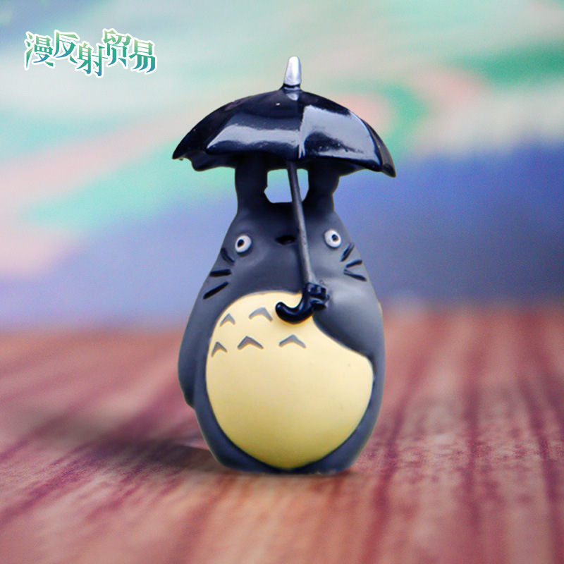 Paraguas, Little Totoro, estilo explosivo, decoración de micro paisaje de musgo, muñón, decoración de plantas suculentas de bricolaje, trabajo de resina