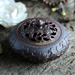 Incense burner ceramic antique household indoor creative decoration retro nostalgic ancient rattan plate incense sandalwood for aromatherapy stove