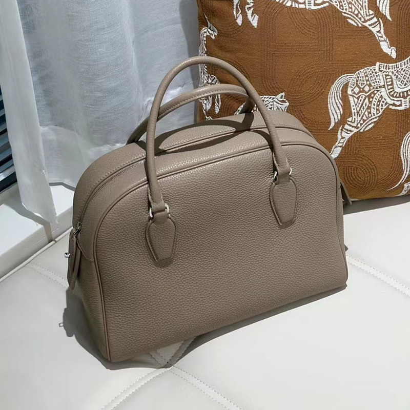 The Ro* Haute Couture Commuter Bag - Full Steel Hardware, India 12 Top Grain Cowhide Handbag Bowling Boston Bag - Thumbnail 6