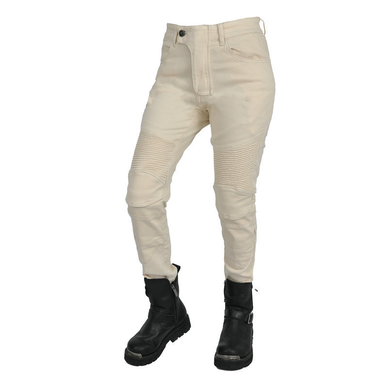 Volero motocicleta jeans Mujer Caballero vintage beige casual ciclismo pantalones estiramiento a prueba de agua coche Pantalones