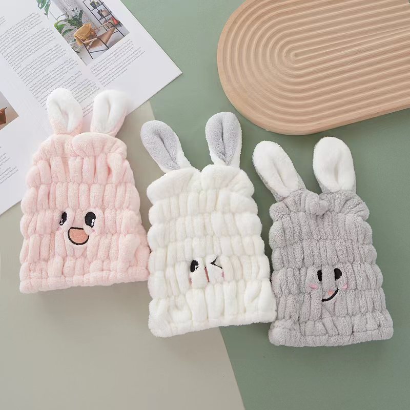Cuffia asciugacapelli bambini con orecchie da coniglio morbida_voghion.com