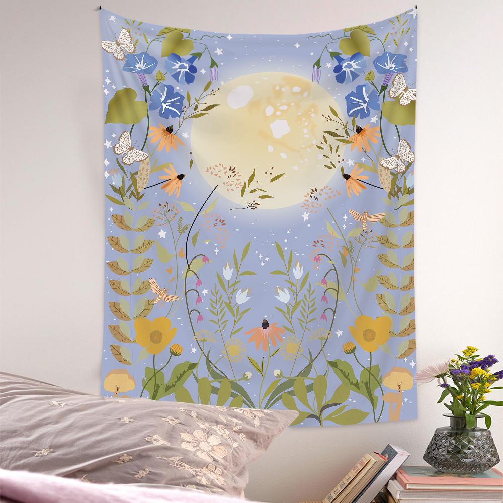 Bohemian Psychedelic Plant Moon Printing Hanging Decoration Cloth Tapestry Wholesale Nihaojewelry display picture 17