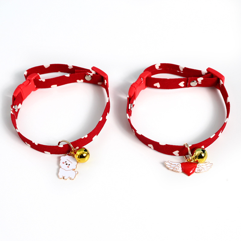 Mascotas ajustables de amor onda punto arco gato Teddy perro collar tela pedidos de Navidad