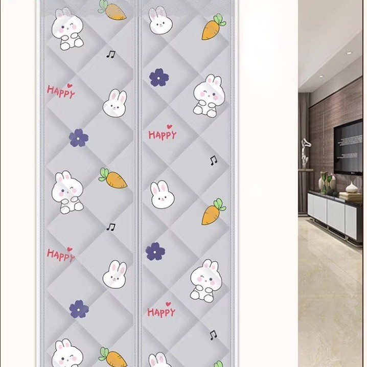 Winter Thermal Door Curtain for Home Use, No-Drill Thickened Windproof Cotton Door Curtain for Winter Warmth and Home Air Conditioning Insulation