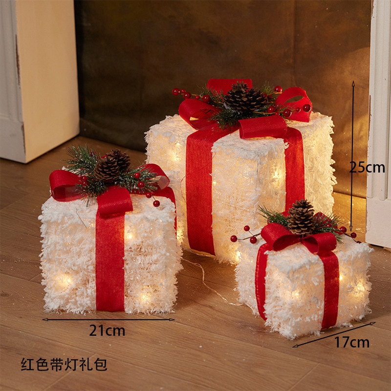 Navidad hierro forjado paquete de tres piezas hotel centro comercial ventana decoración de pavimento esquinilla oro paquete de regalo pila cabeza