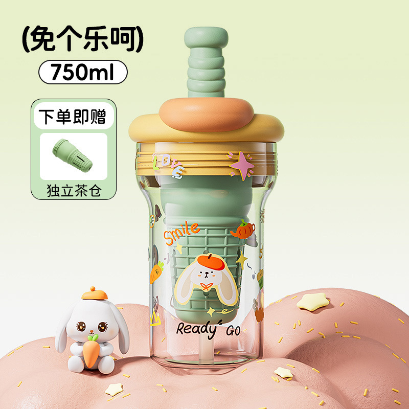 Tritanカップ女子新製品2025高颜値夏プラスチックカップ耐高温かわいいストローカップ大容量|undefined