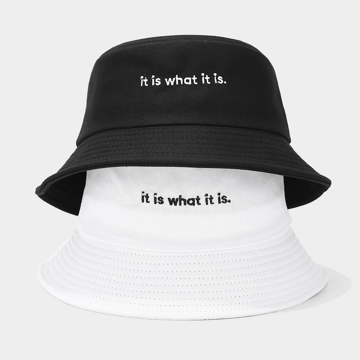 Europa y América de moda simple letras bordadas sombrero de pescador mujer verano al aire libre ocio sombrero de sol hombre sombrero de marea