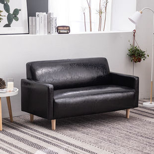 Rental House Oil Leather Sofa Shop Double Three-Seater Small Apartment Sofa Living Room Bedroom Balcony Sofa Economical
