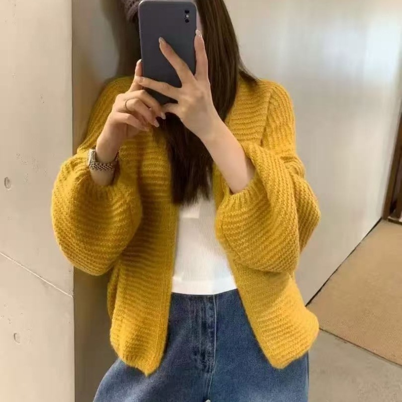 韩版宽松百搭蝙蝠衫针织开衫设计感灯笼袖质感毛衣上衣小衫外套潮|undefined