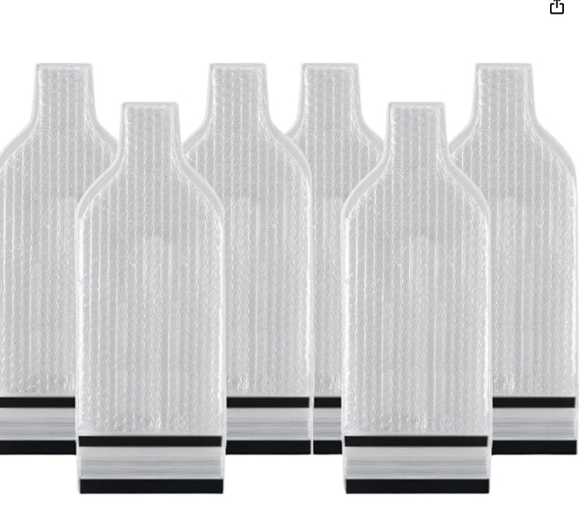 En stock y entrega rápida bolsa de vino de plástico transparente bolsa de vino de viaje portátil botella de vino cubierta protectora bolsa de regalo autoadhesiva bolsa sellada