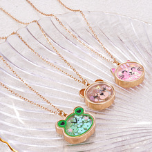 跨境热卖TEMU可爱猫咪青蛙小熊儿童项链动物吊坠女孩闺蜜饰品礼物