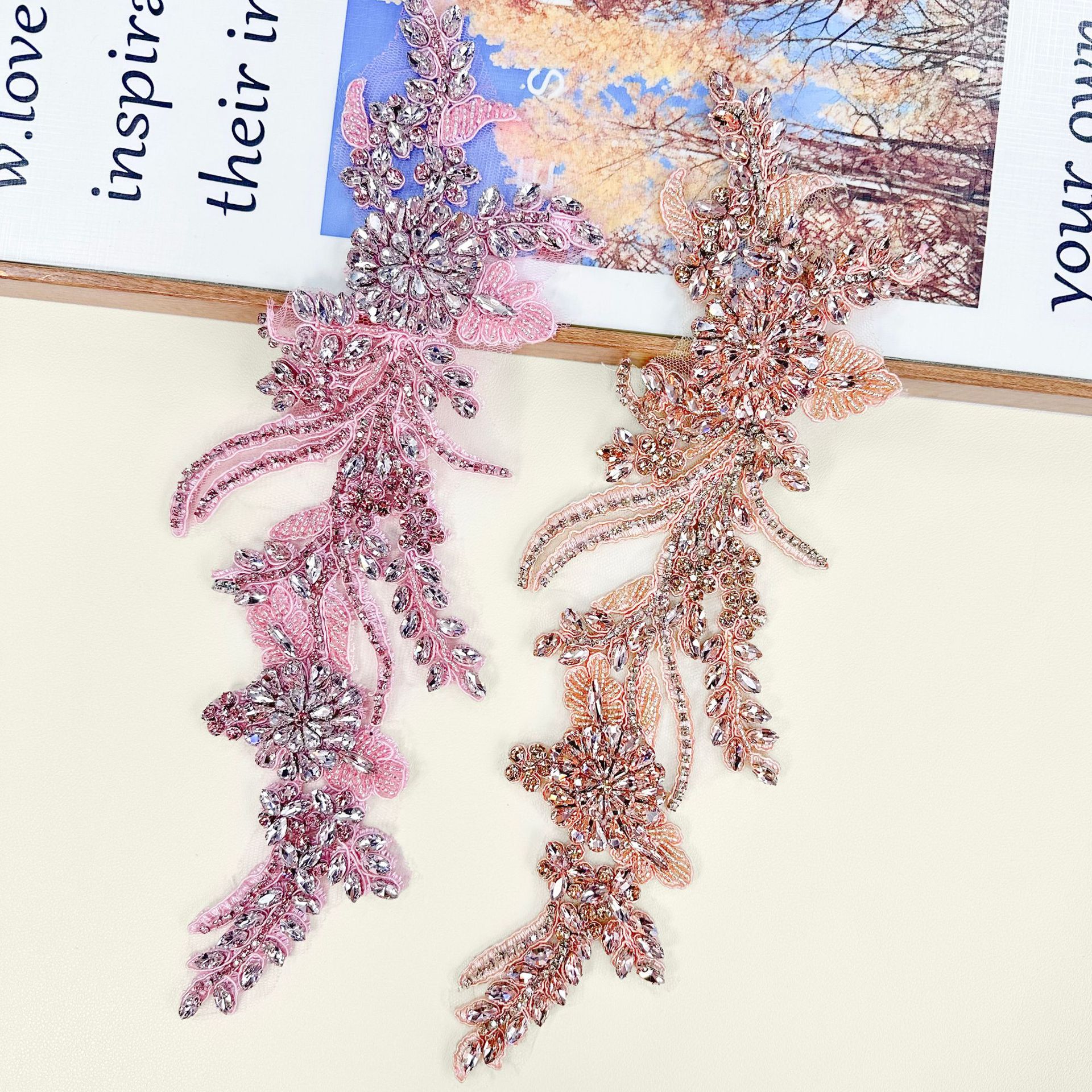 Rose Gold encaje diamante para flores accesorios de vestido de boda cintura vestido de perlas de clavado a mano decoración decoración decal al por mayor