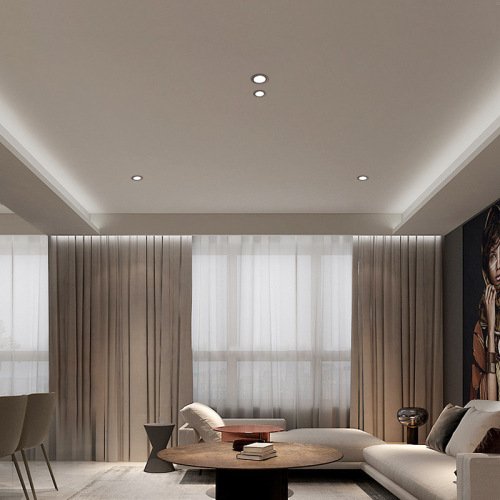 LED narrow edge eye-care anti-glare built-in ceiling light for living room and dining room, household recessed downlight, three-color light ceiling, no main light