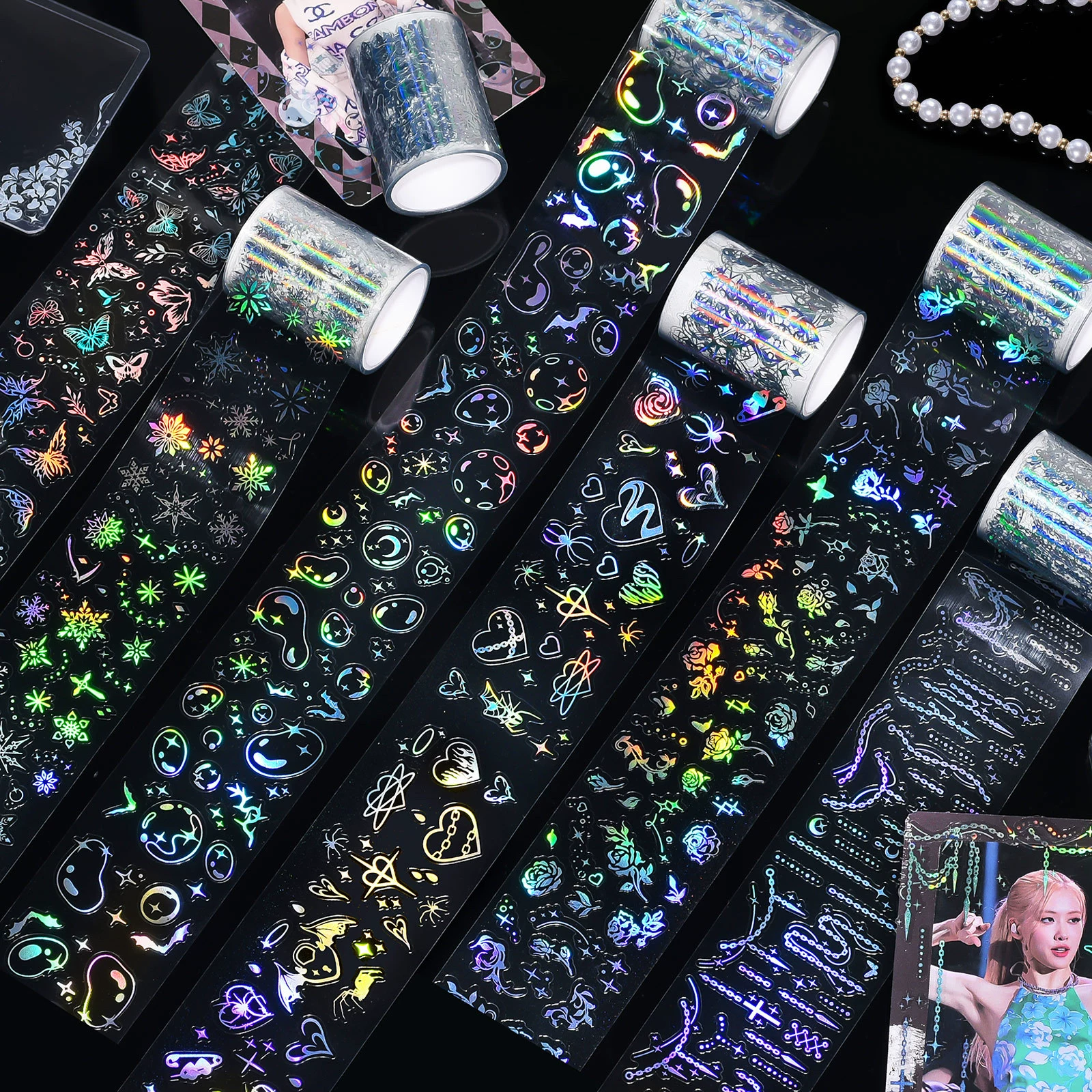 AGUGU Double Mirror Series Корейская версия лазерного горячего серебряного белого чернил, вырезая ручную ленту pet ins поток конопляных материалов наклейки