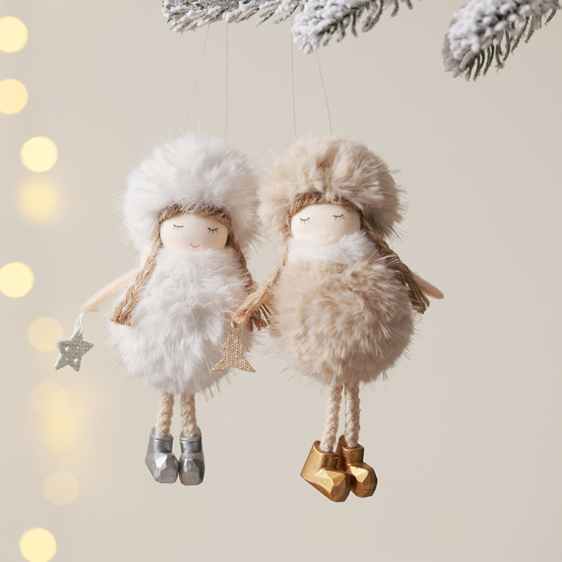 Nuevo producto transfronterizo Angel Doll Girl Lindo colgante de felpa Adornos navideños Adornos colgantes de árbol de Navidad