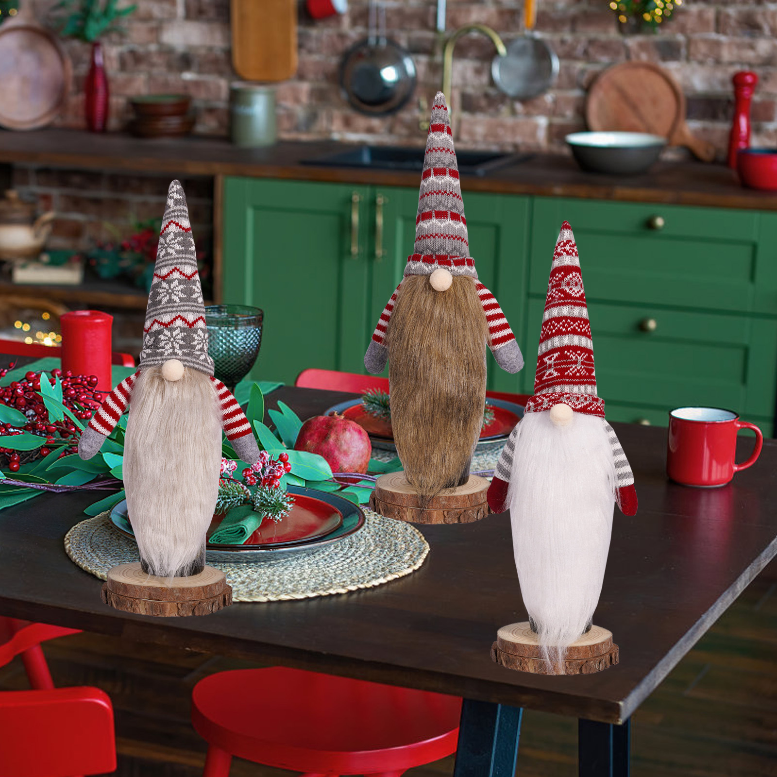 Decoraciones navideñas transfronterizas europeas y estadounidenses de punto sin rostro hombre barbudo botella de vino tapa de botella de vino decoración de vacaciones