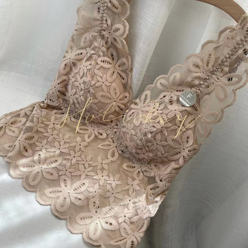 Yongsheng Qi new Mori color full lace back wrapped chest latex pad anti-exposure all-match bottoming vest underwear for women