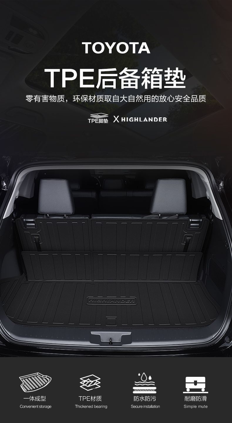 Suitable for Toyota Highlander trunk mat 21 car interior decoration products Daquan accessories tail box mat modification parts