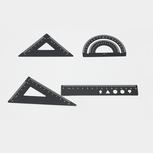 Ruler wholesale aluminum alloy ruler set exam drawing four-piece ruler multi-function ruler metal ruler set stationery wholesale