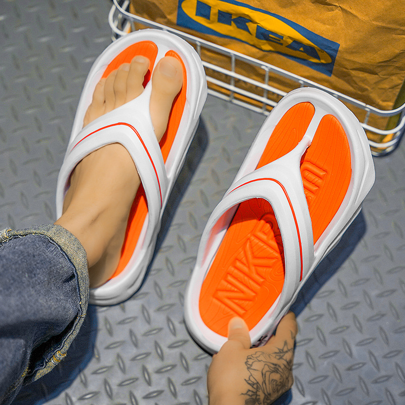 Sandalias para hombre, uso exterior de verano, antideslizante, resistente al desgaste, ejercicio, sensación de mierda, fondo suave, chanclas de ocio de playa ligeras 46