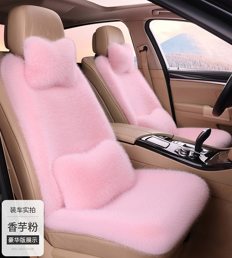 Wholesale New Car Seat Cushion Imitation Fox Plush Winter Cushion Three-Piece Set Without Backrest Universal Warm Cushion