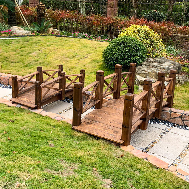 Anticorrosive wood outdoors Garden decoration Woodbridge Carbonize solid wood Garden landscape Bridge Yuchi pool classical Arch bridge