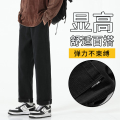 2024秋の厚手のゆるいストレートジーンズ男性カジュアルなライセルパンツ男性