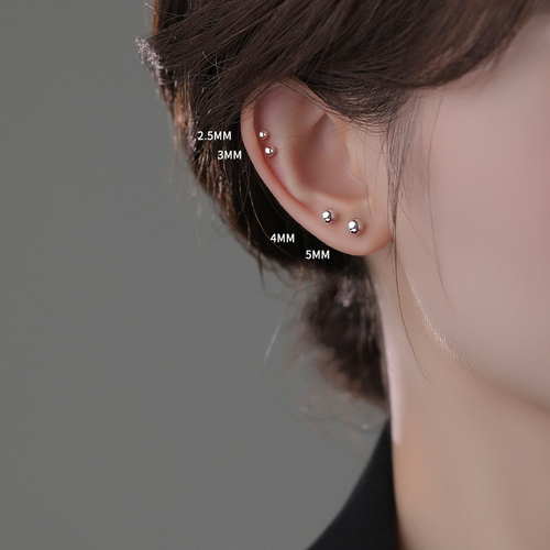 Earring for Women: 925 Silver Spiral Hoop Earrings with Unique Design, Everyday Matchable Double Head Round Bone Stud Earrings